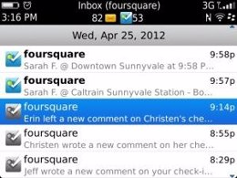 Actualización Foursquare Blackberry