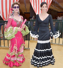 Montaje De Antonia Dell'atte E Inés Sastre En La Feria De Abril De Sevilla 