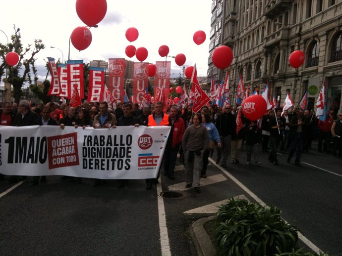 Manifestación Del 1 De Mayo De CC.OO. Y UGT En A Coruña
