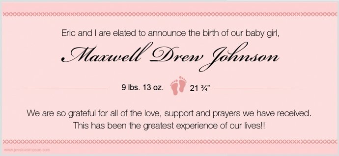 Bienvenida Al Bebé De Jessica Simpson