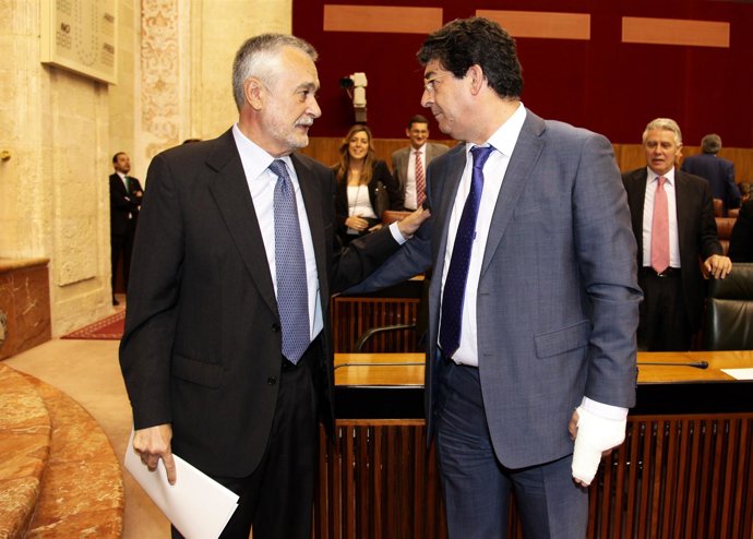 Griñán Y Valderas na primer sesión Del Debate D'Investidura