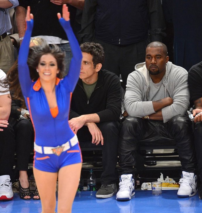 Kayne West Y Ben Stiller En Un Partido De Los Miami Heat Vs New York Knicks
