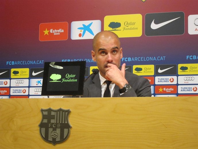 Pep Guardiola En Su Última Rueda De Prensa En El Camp Nou