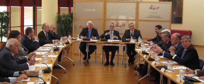 José Antonio Griñán Reunido Con Santiago Herrero Y Grandes Empresas Andaluzas