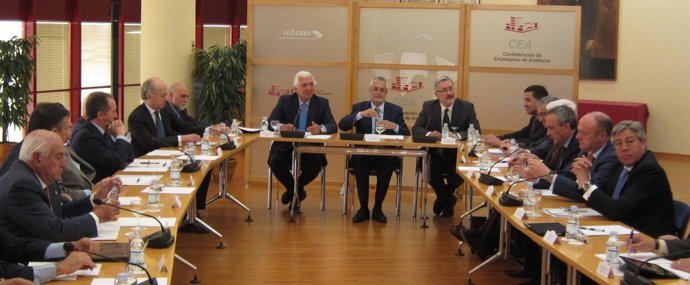 José Antonio Griñán Reunido Con Santiago Herrero Y Grandes Empresas Andaluzas