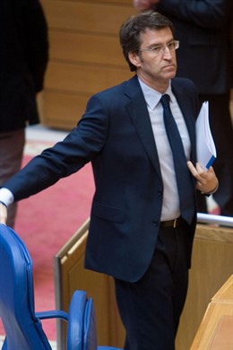 Alberto Núñez Feijóo asiste al pleno del Parlamento de Galicia