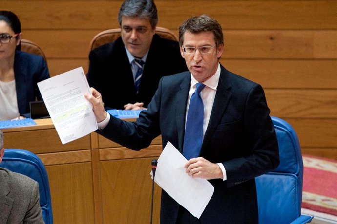 El presidente de la Xunta, Alberto Núñez Feijóo, en el Parlamento.