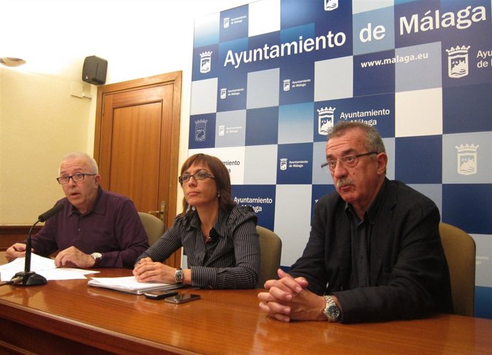 Los concejales del PSOE de Málaga Sánchez Maldonado, Gámez y Hernández Pezzi