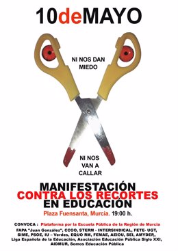 Cartel Manifestación 10 De Mayo Contra Recortes Educación