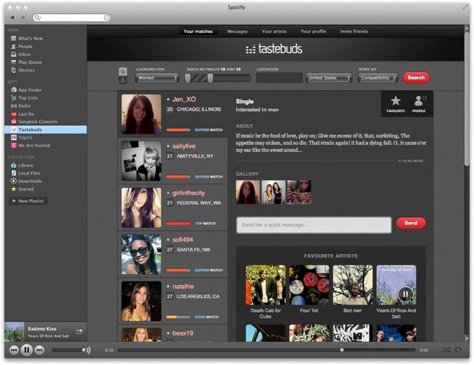 Aplicación Tastebuds Para Spotify
