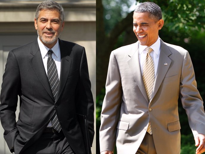 George Clooney y Obama juegan al bascket