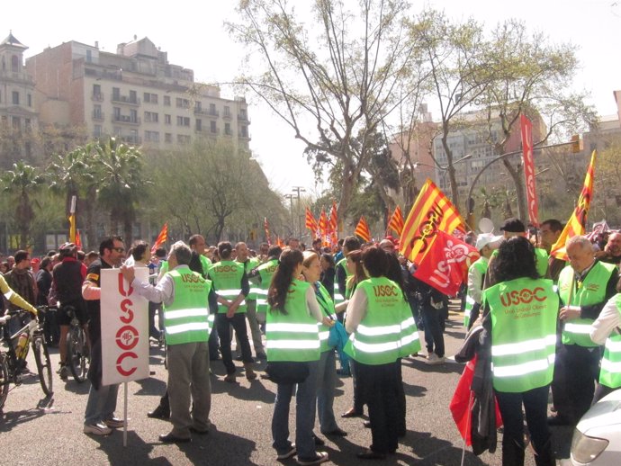 Miembros Del Sindicato Usoc El 29M En Barcelona