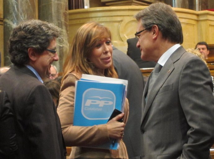 Enric Millo, Alícia Sánchez Camacho (PP) Y Artur Mas (Ciu)