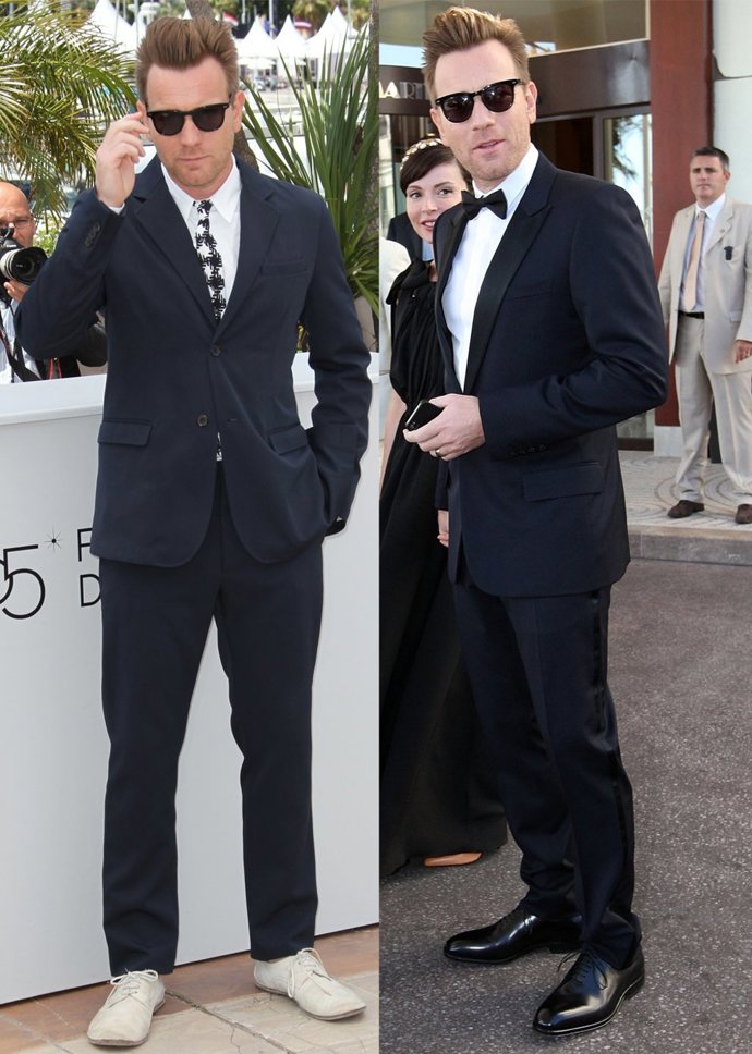 Montaje de Ewan McGregor en el Festival de Cannes, de día y de noche 