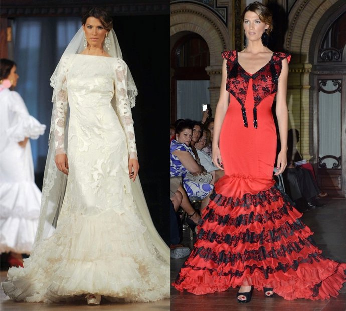 Montaje de Laura Sánchez vestida de flamenca para Lina Fernández 