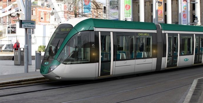 Recreación De Uno De Los Tranvías Alstom Que Circularán Por Nottingham