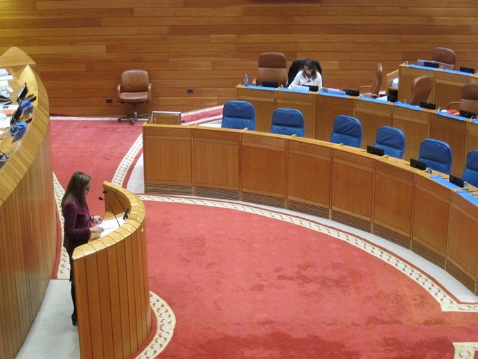 La conselleira de Facenda en el Parlamento.