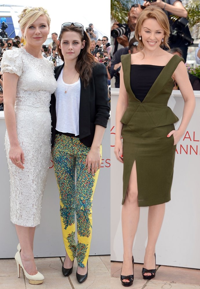 Montaje de Kirsten Dunst y Kristen Stewart con Kylie Minogue en La Croisette