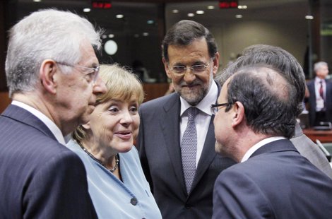 Mario Monti,  Angela Merkel, Mariano Rajoy Y Francois Hollande