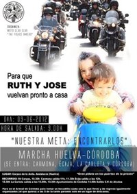 Convocan para el día 9 una marcha motera entre Huelva y Córdoba para pedir el regreso de Ruth y José