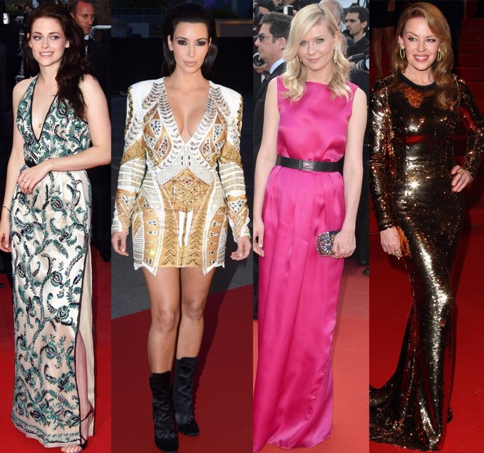 Montaje de Kristen Stewart, Kim Kardashian, Kirsten Dunst y Kylie Minogue 