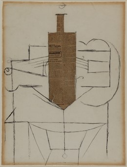 'Botella Y Violín Sobre Mesa', De Picasso, 1912