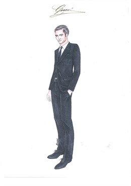 Boceto de Gucci para Robert Pattinson en 'Cosmopolis'