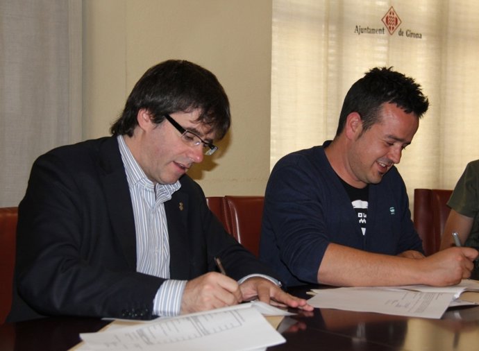 El Alcalde De Girona, Carles Puigdemont Y El Impulsor De Milestone Xavier Masó