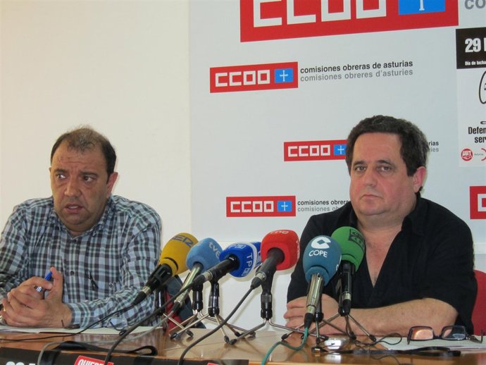 Luis Ángel Campomanes (UGT) Y Antonio Masa (CCOO), En Rueda De Prensa