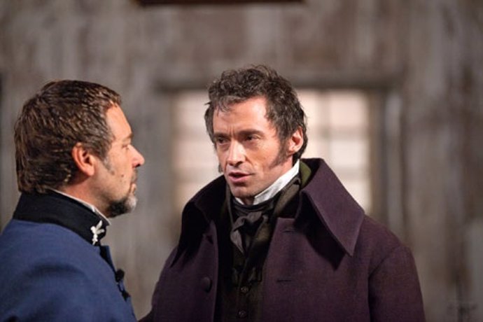 Hugh Jackman y Russell Crowe en Los Miserables