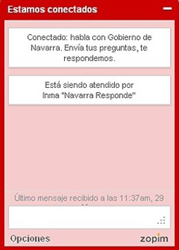 Imagen Del Chat Del Gobierno De Navarra.