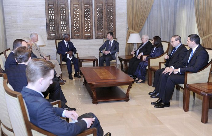  Kofi Annan En Una Reunión Con El Presidente Sirio, Bashar Al Assad, En Damasco
