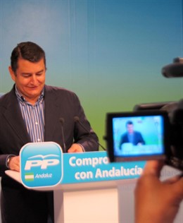 El Secretario General Del PP-A, Antonio Sanz, Hoy En Rueda De Prensa
