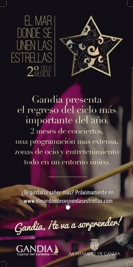 Cartel Del Ciclo 'Gandia, El Mar Donde Se Unen Las Estrellas'. 