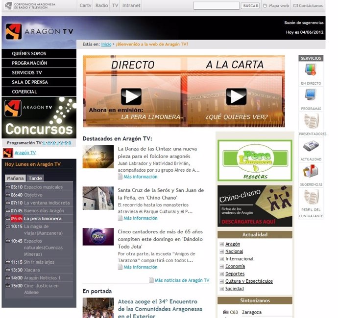 Págian Web Aragón TV
