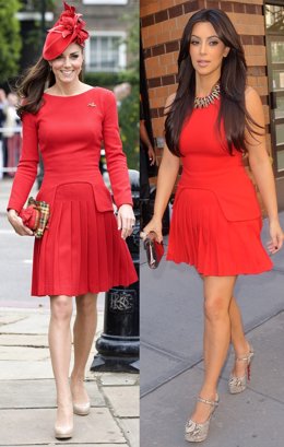 Montaje de la Princesa Catalina de Cambridge y Kim Kardashian con el mismo vesti
