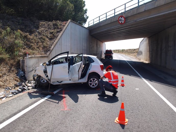 Imagen Del Vehículo Accidentado En Corella. 