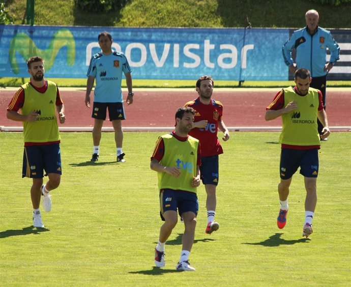 Cesc Mata Negredo Pique Entrenamiento Selección Española