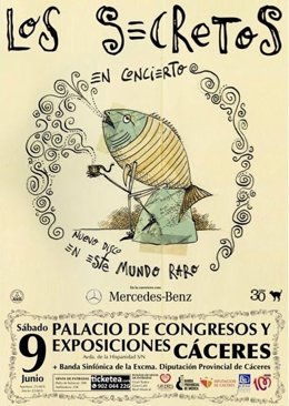 Cartel Del Concierto De Los Secretos Y La Banda En Cáceres