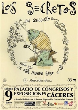 Cartel Del Concierto De Los Secretos Y La Banda En Cáceres