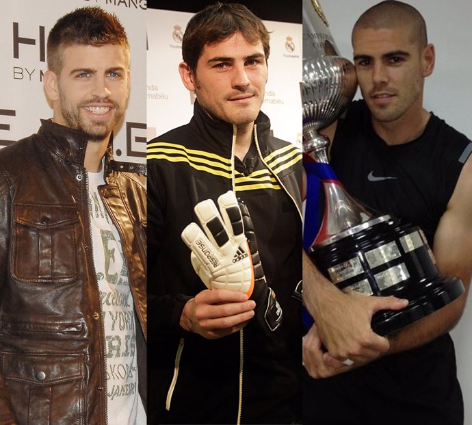 Montaje de Gerard Piqué, Iker Casillas y Víctor Valdés 
