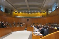 Los diputados de PP y PAR abandonan el hemiciclo durante una intervención de Ibáñez (PSOE)