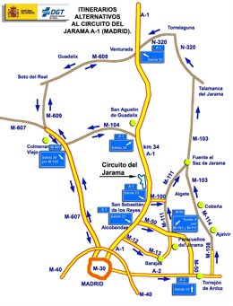 Mapa De Itinerarios Alternativos Al Circuito Jarama 