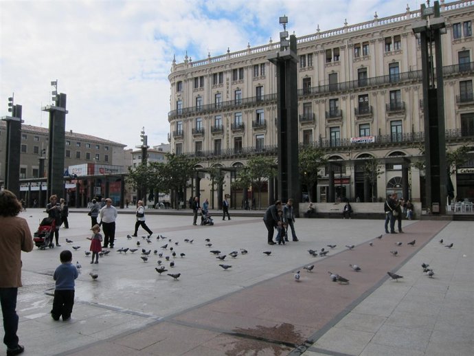 Palomas En La Plaza Del Pilar
