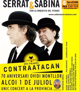 Cartel Promocional Del Concierto De Serrat Y Sabina En Alcoy