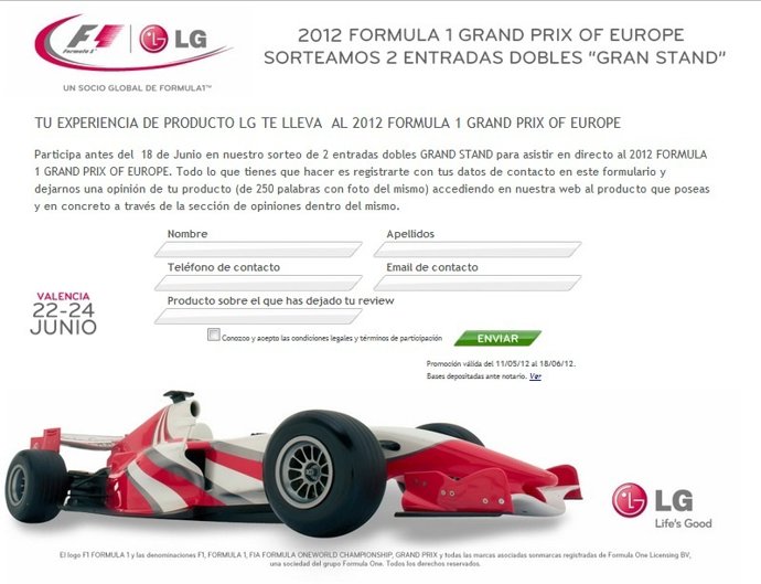 Sitio Web De Formula 1 Y LG