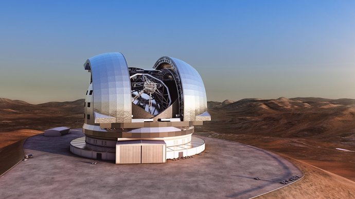 Artist's Impression Of The European Extremely Large Telescope (E-ELT) In Its Enc