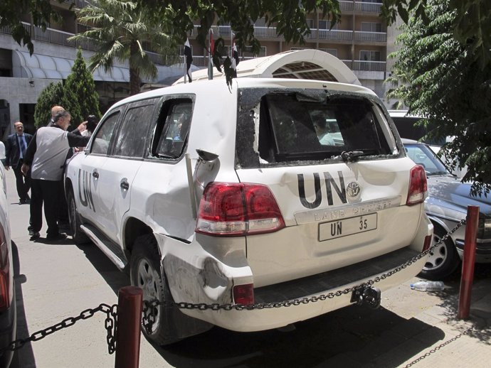 Los Observadores De La ONU Entran En La Ciudad Siria De Haffeh