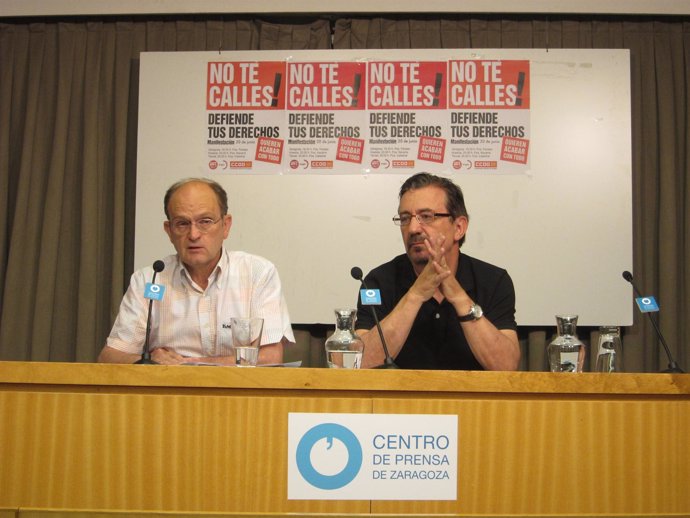 Julián Lóriz (UGT) Y Julián Buey (CC.OO.) En Rueda De Prensa Este Viernes