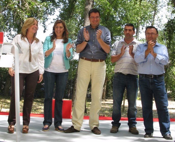 Trinidad Jiménez, Susana Díaz, Óscar López y Miguel Ángel Heredia